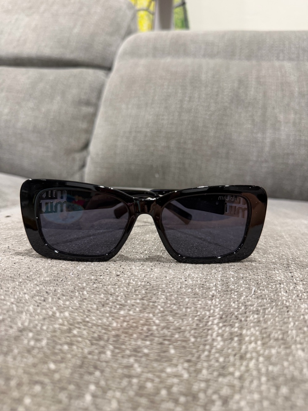 Miu Miu Black Rectangular Sunglasses